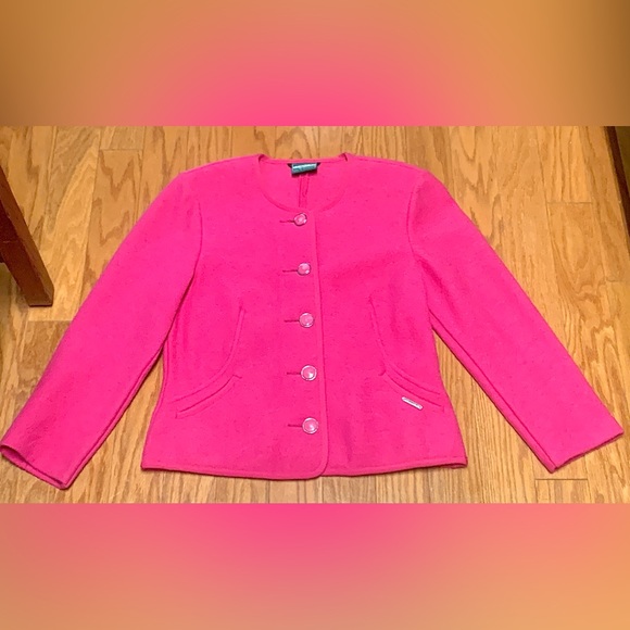 Women’s Size 38 GEIGER COLLECTION Pure New Wool Austrian Pink Button Up Sweater - Picture 2 of 16